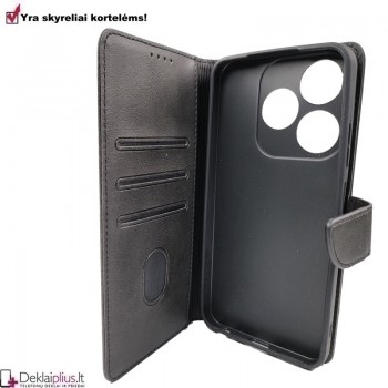 Dirbtinos odos dėklas su 4 skyreliais - juodas (Tecno Spark 10) Dirbtinos odos dėklas su 4 skyreliais - juodas (Tecno Spark 10)